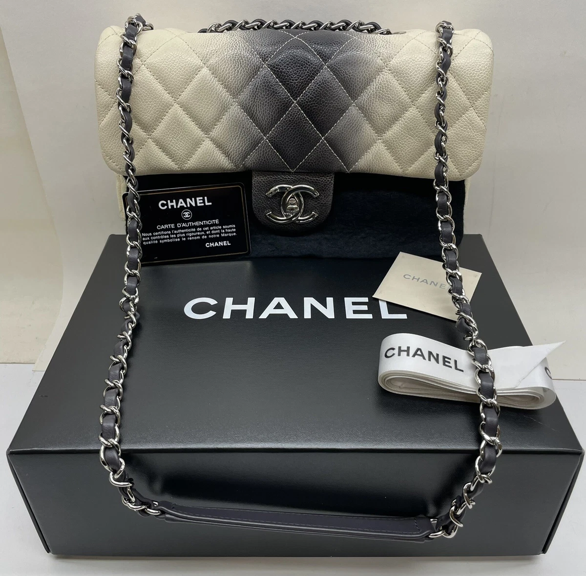 CHANEL Black Lambskin Quilted Leather 24K Gold Plated Shoulder