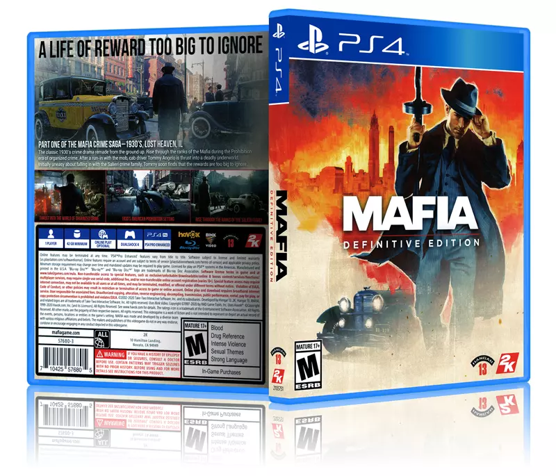 Mafia: Definitive Edition - Replacement PS4 Cover and Case. NO GAME!!