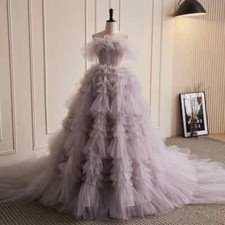 Purple ball evening gown sheer court training elegant birthday party gown