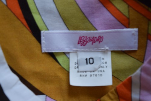 LEGGIADRO COTTON MULTI-COLORED PRINT PRIEST COLLAR 3/4 SLEEVRD TOP SIZE 10 - Picture 11 of 12