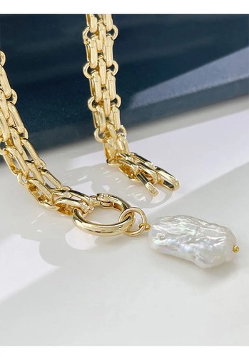 Collana da donna grande quadrata naturale con ciondolo di perle d'acqua dolce grossa - Foto 20 di 26