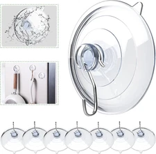 Suction Cup Hooks, 2.5 Inches Clear PVC Suction Cups with Metal Hook