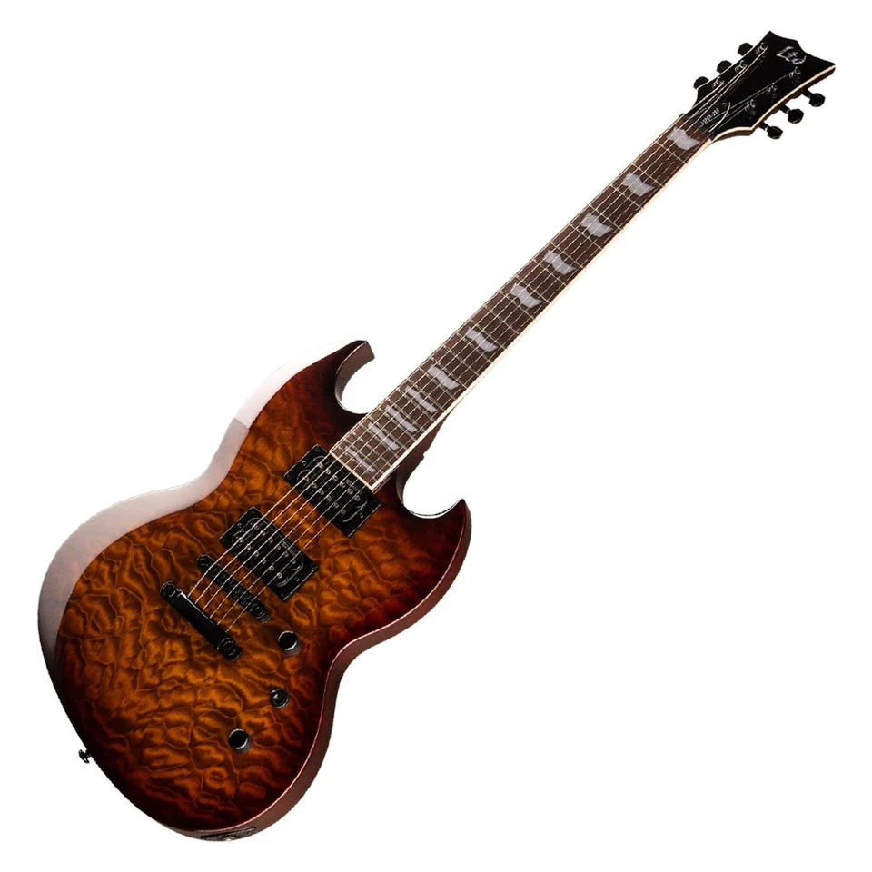 Guitarra elétrica ESP LTD Viper-256QM - marrom escuro Sunburst - Imagem 4 de 4