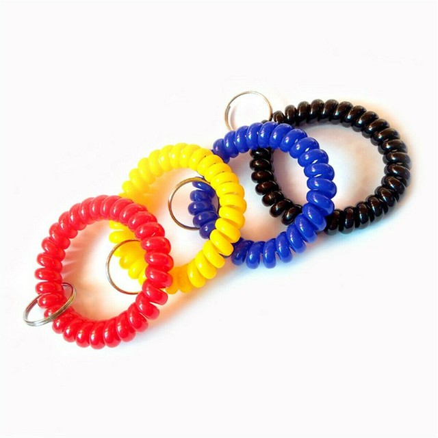 Practical Spring Wrist Coil Spiral Bracelet Stretch Key Ring Key Chain