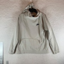 Nike Women's Funnelneck Activewear Cream Pull Over Hooded Sweatshirt Size L 8441