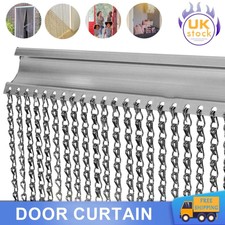 Aluminium Door Fly Screen Metal Chain Curtain Blind Insect Blinds 214cm x 90cm