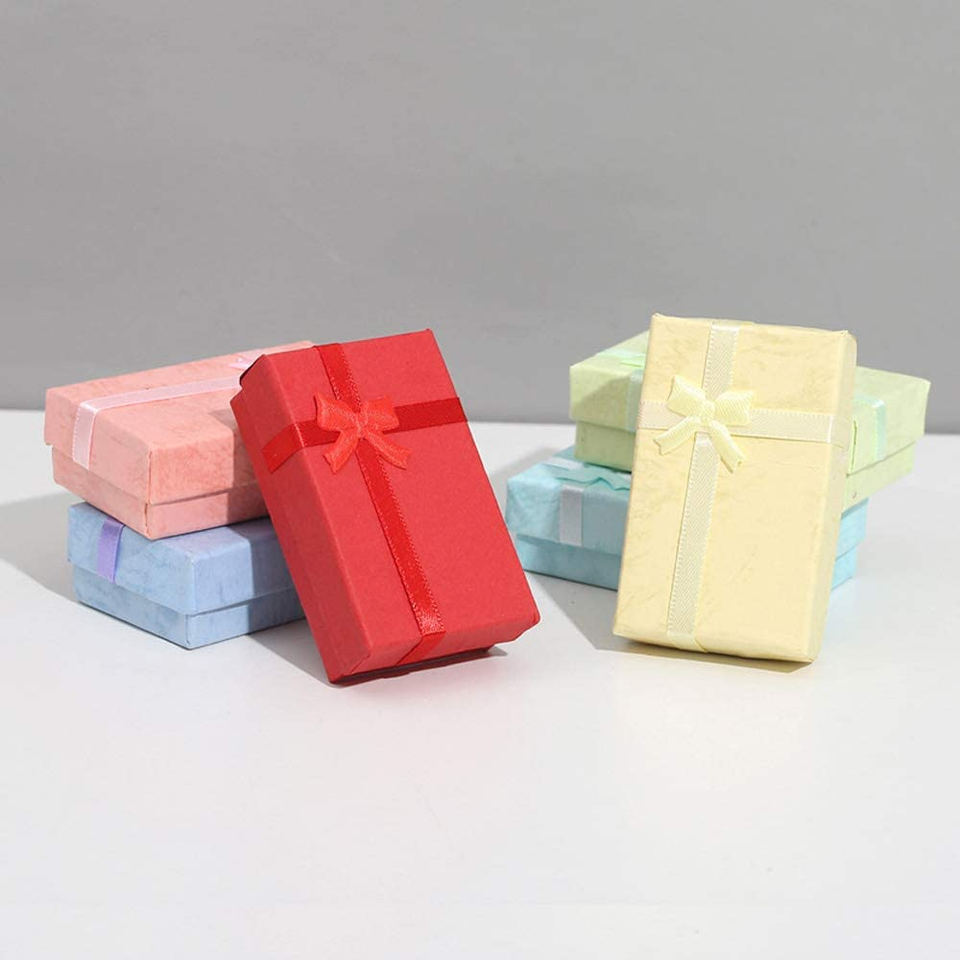 24 PCS Paper Gift Boxes with Lids and Ribbon Bows for Jewelry Display