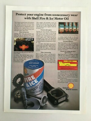 Shell Fire & Ice All Season 10W-40 Motor Oil Vintage 1982 Print Ad