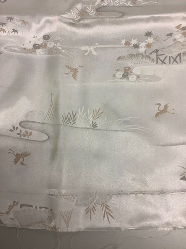 Tela Kimono Japonés Vintage Tela Boro Poliéster Blanco Suciedad 29.1x13.7 pulgadas - Imagen 3 de 20
