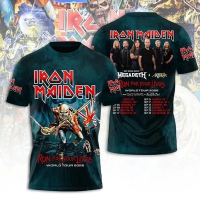 Iron 1Maiden 3D Apparel 2026 Tour Run For Your Lives Shirt Unisex S-5XL Style28