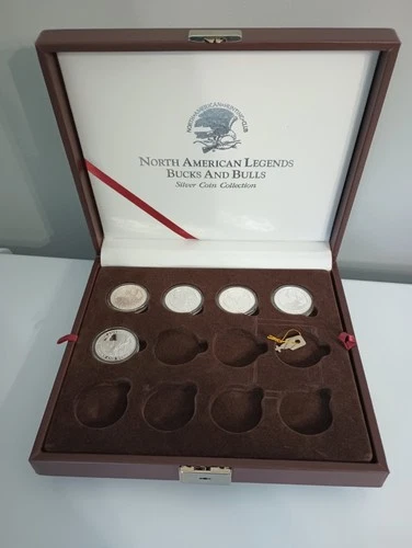 Five North American Legends Bucks and Bulls 1 oz .999 Silver Coins With Case