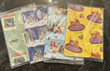 Vintage ASPCA Holiday Gift Wrap Sheets 4 Sealed Packs 15 Sheets Total 12Patterns