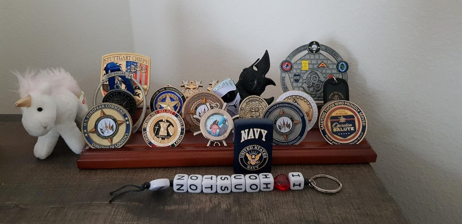 Displaygifts Challenge Coin Display Stand 4 Row Wooden Holder Rack Case Holds 28