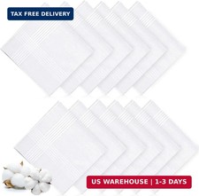 12 Pcs Handkerchiefs for Men, 100 Soft Cotton White Men's Handkerchiefs, Large