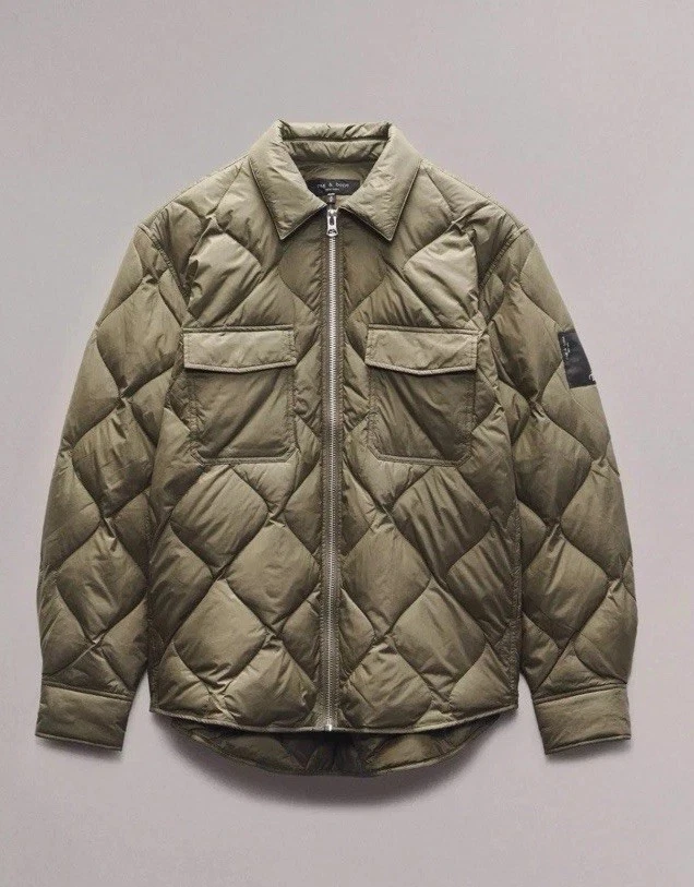 Rag & Bone DANE Quilted Jacket Zip Up Puffer Gravel MEDIUM $498 image 2