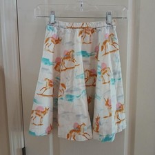 Vintage Handmade All Over Print Watercolor Equestrian Horse Novelty Midi Skirt