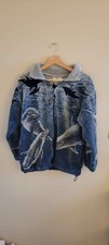 VTG Black Mountain Dolphin Print Fleece Jacket Men's S Full Zip 90’s EUC