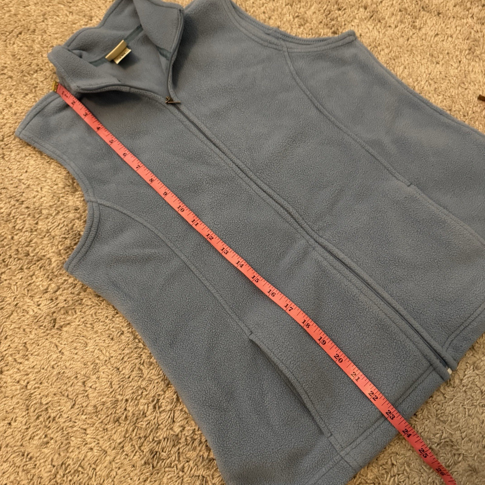 LL Bean Fleece Vest Womens Small Full Zip Blue Stretch Funnel Neck Polartec