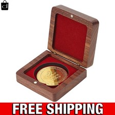 , Walnut Wood Challenge Coin Presentation Display Gift Box Square Wooden Single
