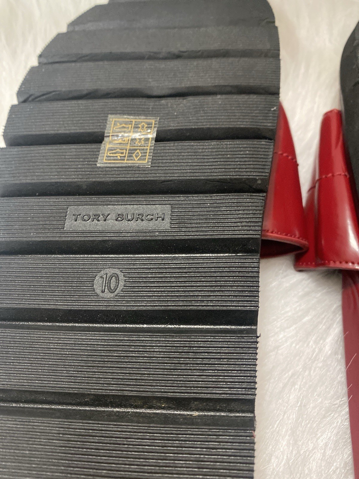 NWOB  Tory Burch RED Everly Anatomic Lug Nappa Leather Slide Sandal thumbnail 9