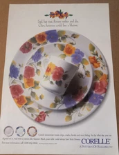 1997 print ad page - Corelle Corning dinnerware Summer Blush pattern advertising