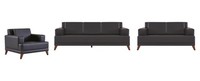SitzmöBel Sofa-Set 3-Sitzer 2-Sitzer Sessel Modern Schwarz Ledersofas