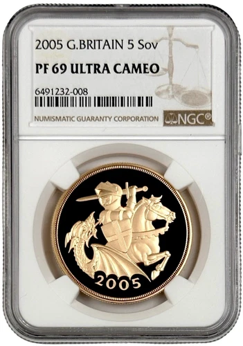 2005 Great Britain 5 Pound Sovereign Proof Gold Coin NGC PF 69 UC 2161 Minted