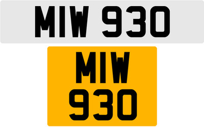 MIW 930 M 3x3 DATELESS PRIVATE NUMBER PLATE MAT MATT MARK MICK MIK MIC MEL MAX