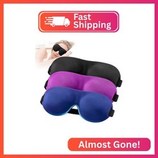 YIVIEW Sleep Mask for Back and Side Sleeper Pack of 3, 100 Light Blocking 3D Ey