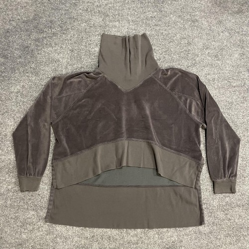 Free People Movement Last Chance Velour High Low Sweatshirt Womens Small Grey