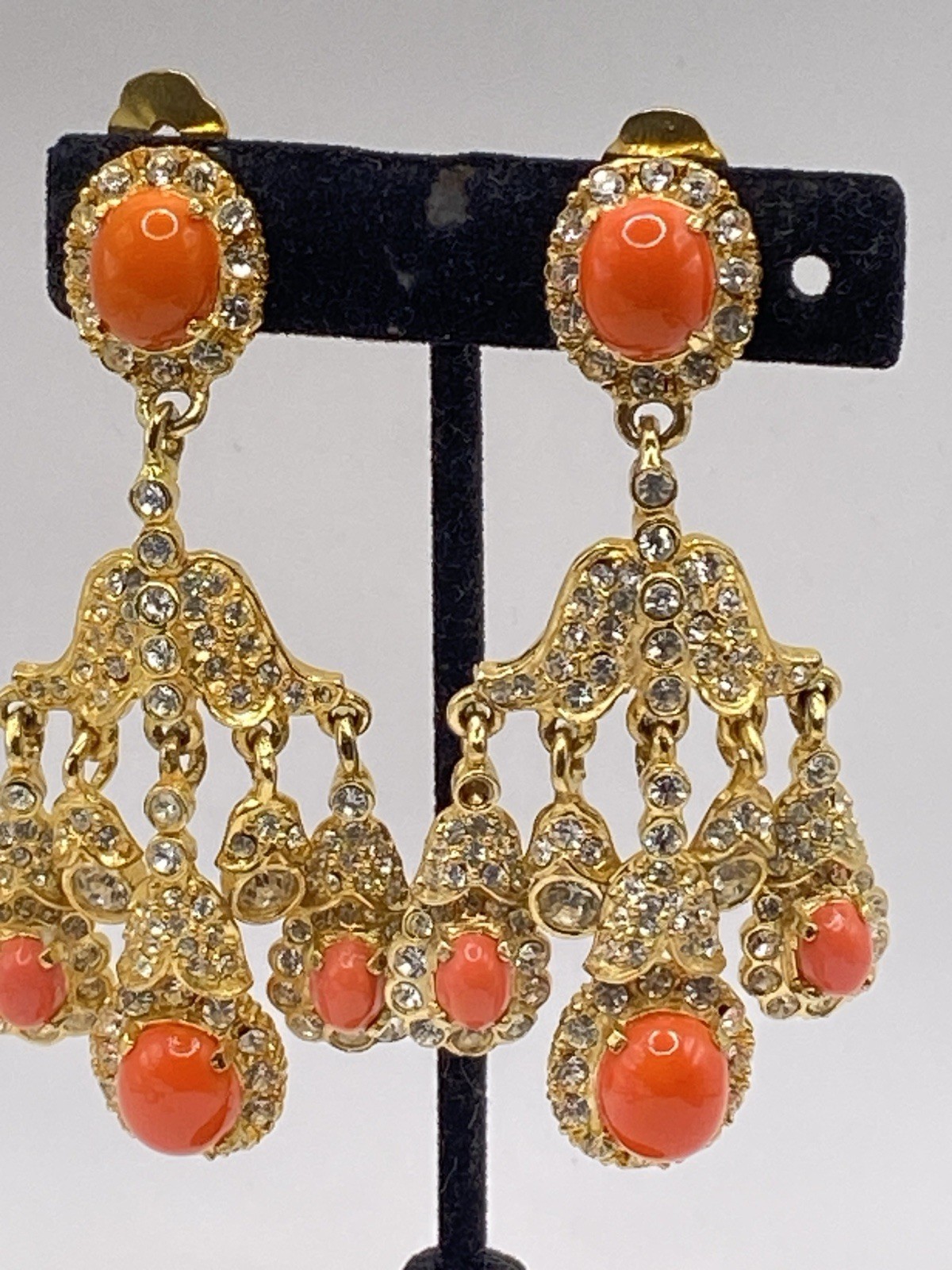Vtg  KJL Kenneth Jay Lane Faux Coral Drop Dangle … - image 1