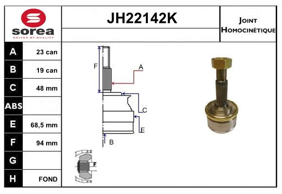 Joint arbre de transmission SNRA JH22142K anti claquement Micra
