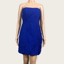 Banana Republic Bright Blue Draped Pleated Chiffon Strapless Party Dress Size 4