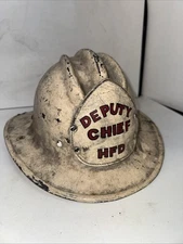 E.D. BULLARD CO FIRE HELMET HARD BOILED LEATHER FRONT SHIELD HFD Deputy  FIREMAN
