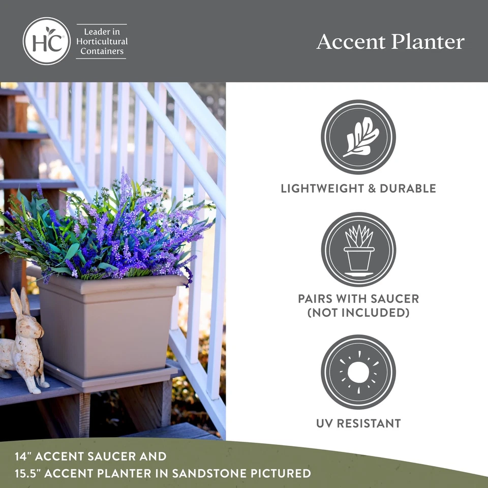 Maceta cuadrada The HC Companies Accent con drenaje - Macetas clásicas para... Foto 4 de 4