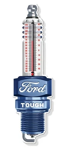 Ford Tough Thermometer 24 Gauge Steel Embossed Sign - Nostalgic Vintage Metal Si