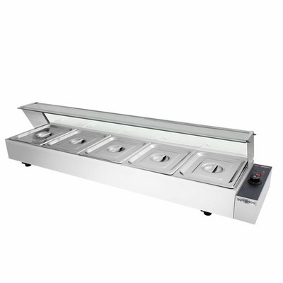 GGM Gastro Elektro Aufsatz-Bain-Marie mit Glas Hygieneschutz - 1,8 kW - 5x GN