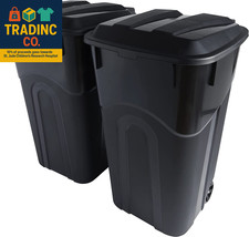 32 Gallon Wheeled Outdoor Garbage Can with Attached Snap Lock Lid and Heavy-Duty