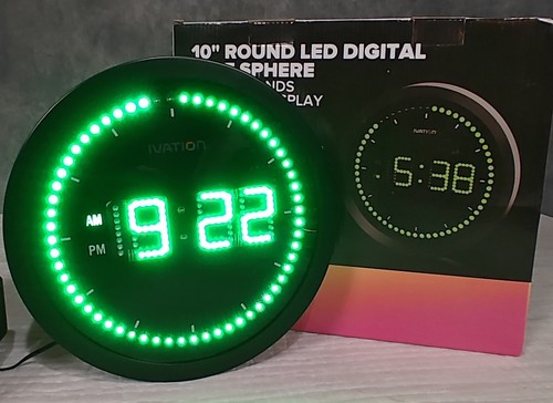 Ivation 10" Round Led Digital Clock Time Sphere - Picture 2 of 6