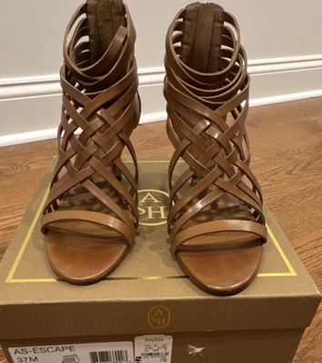 Ash Escape Gladiator Strappy Brown/Tan Leather Heel Size 7B