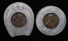 Lot of 2 1946 1960 Lincoln Cents Encased Never Go Broke Good Luck