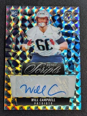 2025 Panini Mosaic Will Campbell #RS-WCL Rookie Scripts Autograph Prizm Patriots