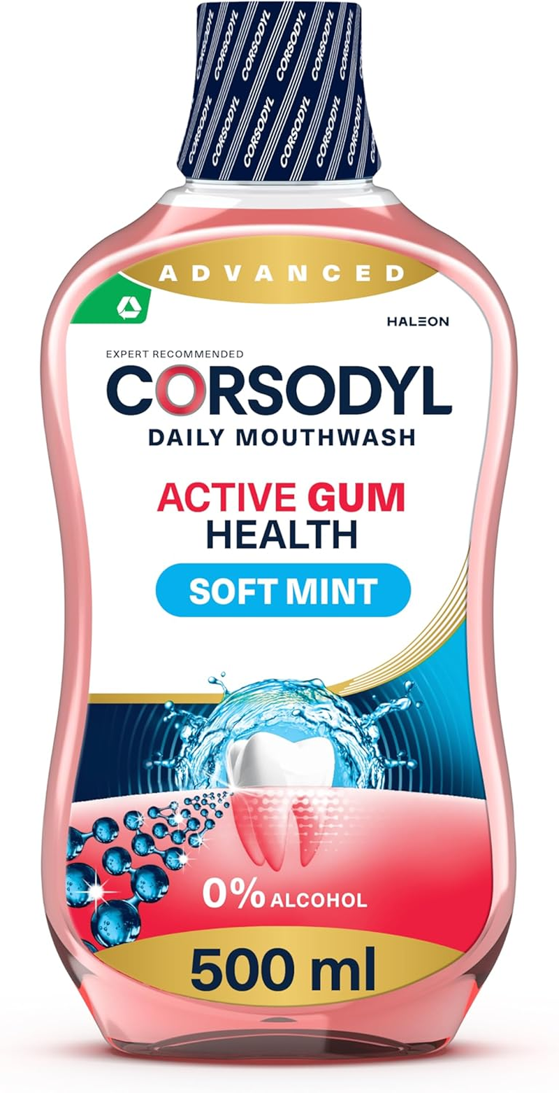 Corsodyl Mouthwash Daily Active Gum Health, Fluoride Mouthwash, Alcohol Free, So