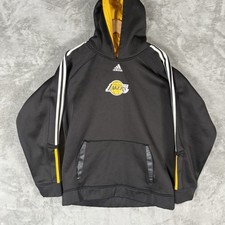 Lakers Adidas Hoodie Youth Large 14-16  Sweatshirt NBA Black Yellow