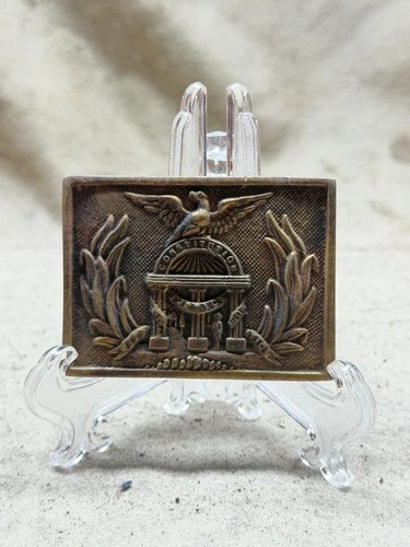 Civil War Confederate CSA Georgia State Seal Rectangular Belt Plate Buckle