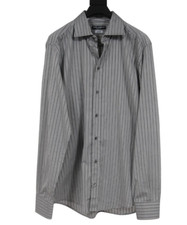 Dolce & Gabbana Men Martini Striped Button Down Shirt Size 17 / 43 Gray Black