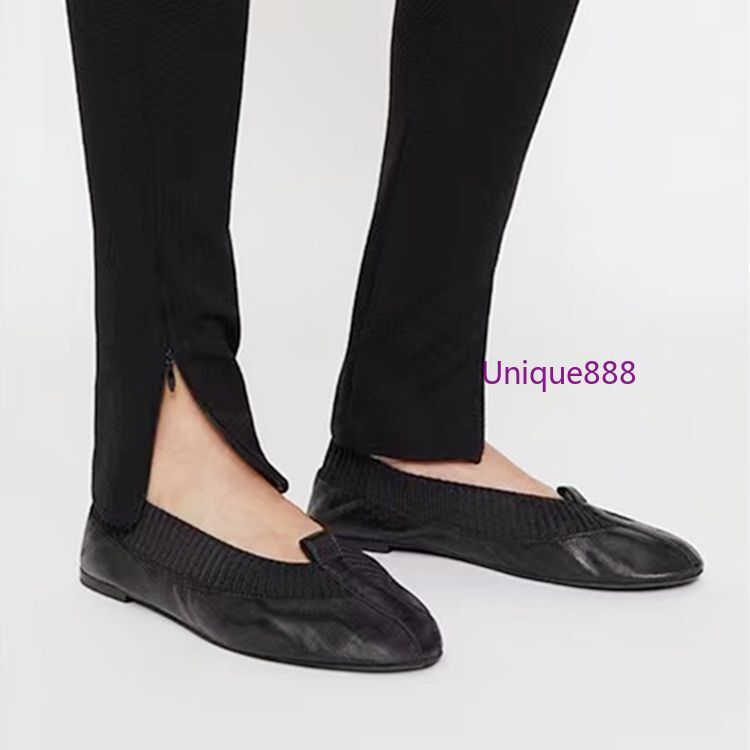 Mujer Tot** Otoño Cuero Suave Elástico Tejido Tacones Planos Tirar Zapatos Informales