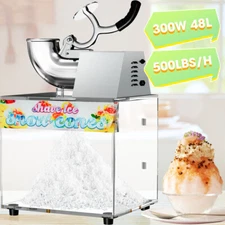 VNN 500LBS/H Commercial Snow Cone Machine Electric Ice Shaver Ice Crusher 48L