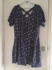 Vintage Inspired Blue Floral Dress With Cutouts