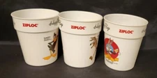 Preowned Birthday Bugs Bunny 50th Looney Tunes Ziploc Plastic Cups set of 3